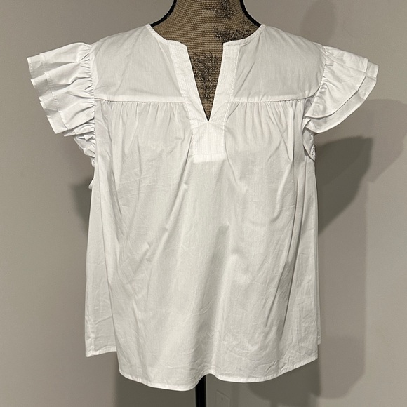 Marc New York White Ruffle flutter cap Sleeve baby doll Top size XL - Picture 2 of 9